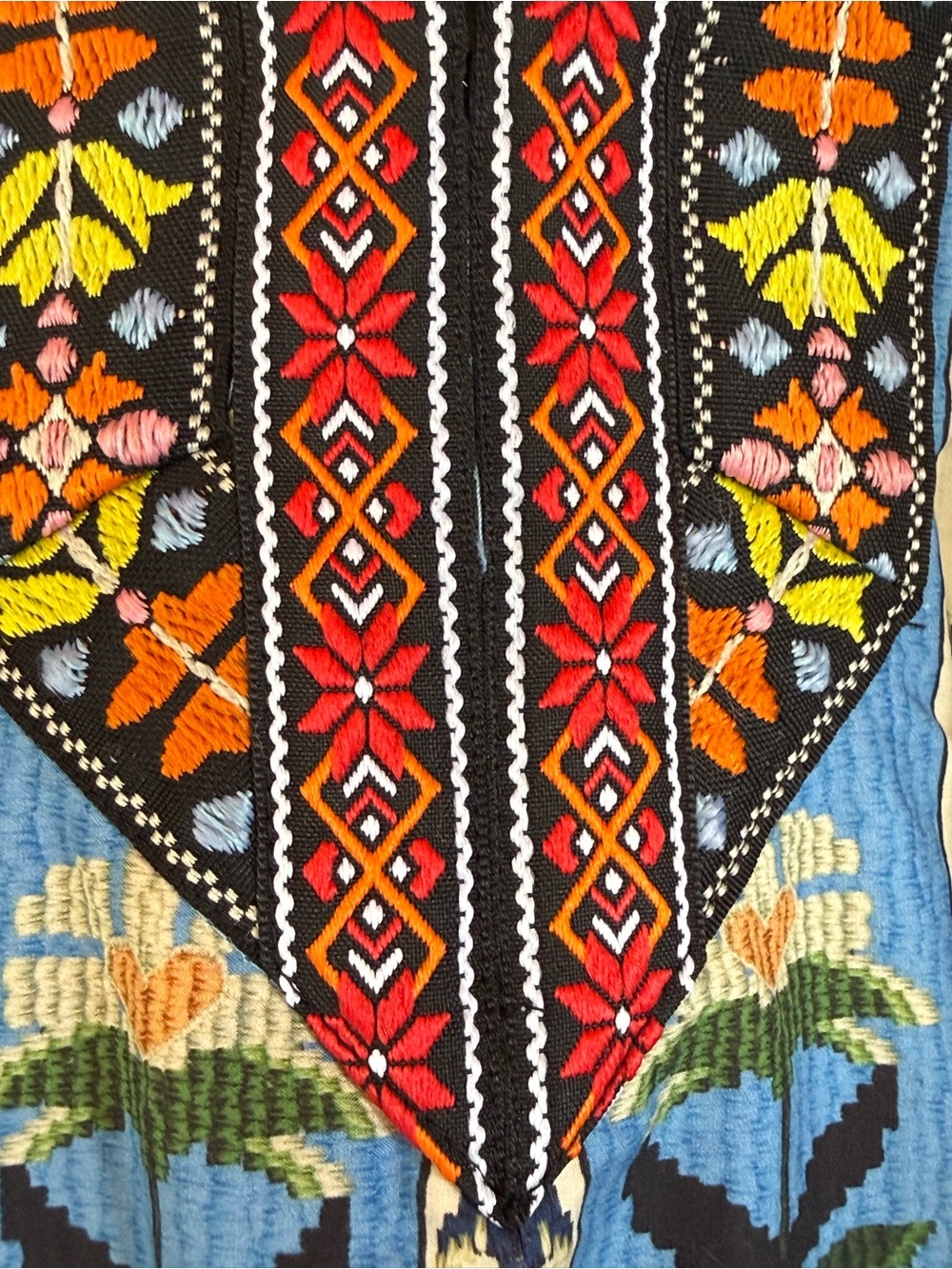 FARM Rio Sky Blue Embroidered Belted Kimono Tunic - Picture 3 of 4